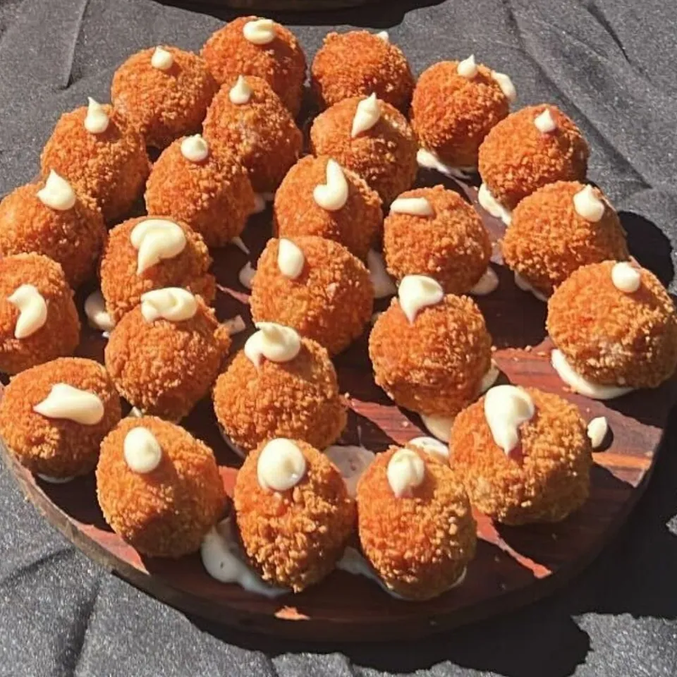 Golden Sicilian arancini, Just Naples pizza catering Melbourne